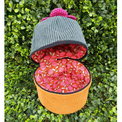 Trousse de toilette cactus- petit modèle- velours côtelé