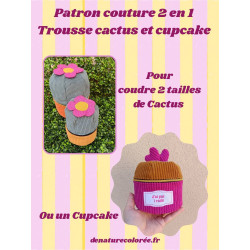Patron 2 en 1 -  pour coudre une trousse Cupcake ou Cactus