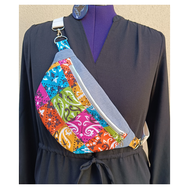 Sac banane femme patchwork – Bandana et coton – Fait main unique