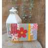 Porte-monnaie coton patchwork avec fleurs appliquées – jaune – fait main