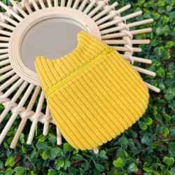 Hibou en velours côtelé jaune et coton fleuri I De Nature Colorée