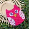 Hibou en velours côtelé rose fuchsia et coton fleuri I De Nature Colorée