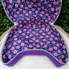 Trousse de toilette chat violette velours côtelé I pochette artisanale De Nature Colorée