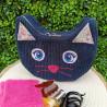 Trousse de toilette chat bleu marine velours côtelé I pochette De Nature Colorée