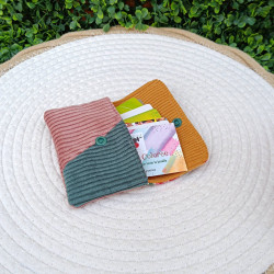 Mini pochette femme fleurie en tissu et velours côtelé – porte- carte original