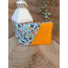 Pochette / Porte-monnaie / Porte-feuille artisanal « Visage et Fleurs »