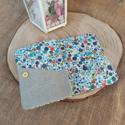 Pochette / Porte-monnaie / Porte-feuille artisanal « Visage et Fleurs »