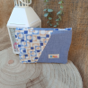 Porte-monnaie dame au chapeau brodé – bleu beige – fait main en tissu