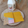 Porte-monnaie coton patchwork avec fleurs appliquées – jaune – fait main