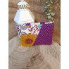 Porte-monnaie tissu brodé coquelicot – Patchwork fleuri – Fait main