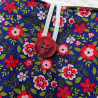 Pochette livre fleurs rouges – Fond bleu nuit – Taille au choix – Fait main