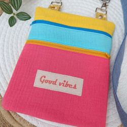 Petit sac bandoulière coloré - Good vibes - double gaze de coton