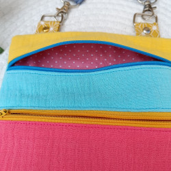 Petit sac bandoulière coloré - Good vibes - double gaze de coton