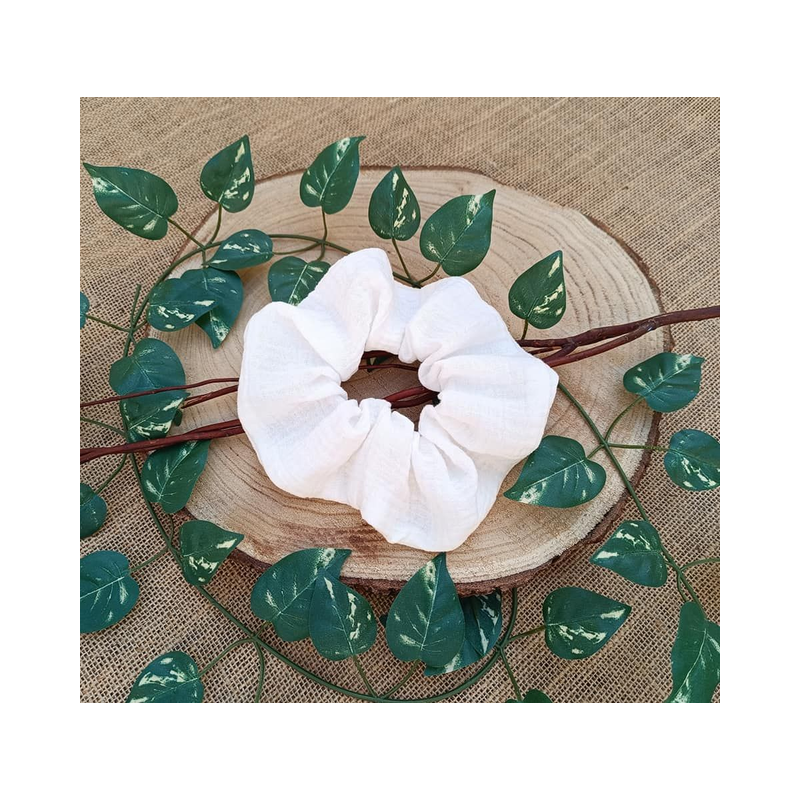 Chouchou cheveux- chouchou double gaze de coton - blanc