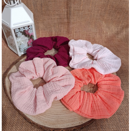 Chouchou - chouchou double gaze de coton -au choix tons rose