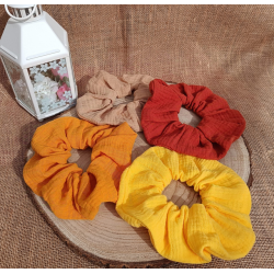 Chouchou- chouchou double gaze de coton- tons jaune orangé couleur au choix