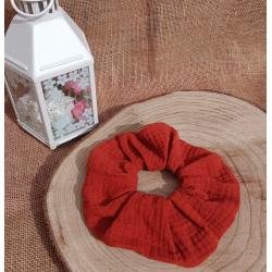 Chouchou- chouchou double gaze de coton- tons jaune orangé couleur au choix