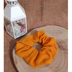 Chouchou- chouchou double gaze de coton- tons jaune orangé couleur au choix