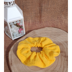 Chouchou- chouchou double gaze de coton- tons jaune orangé couleur au choix