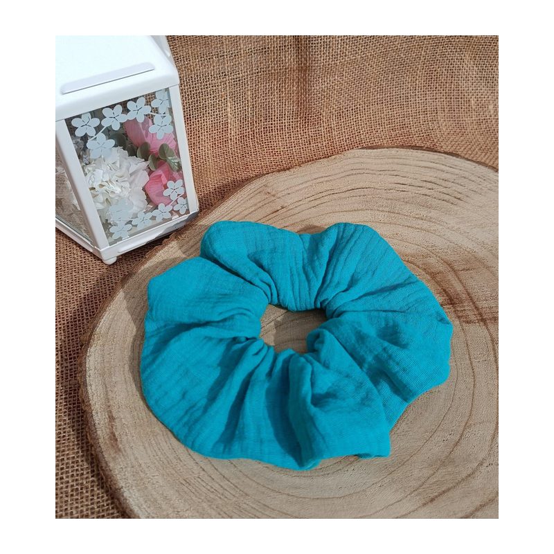 Chouchou- chouchou double gaze de coton- tons vert