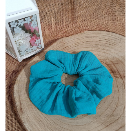 Chouchou- chouchou double gaze de coton- tons vert