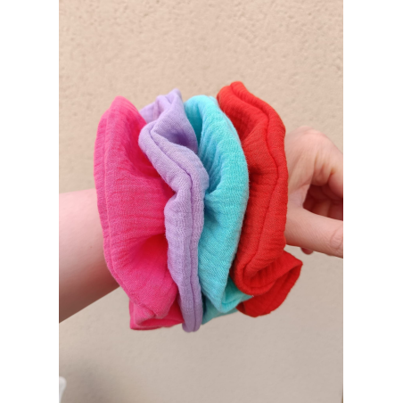 Chouchou double gaze de coton - collection été - couleur au choix