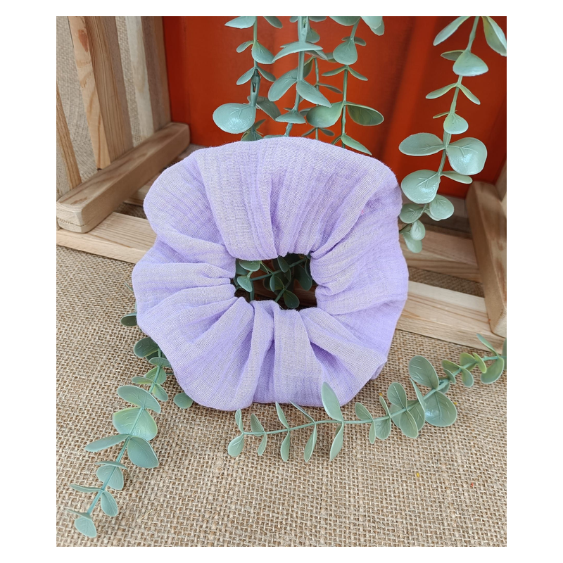 Chouchou double gaze de coton - collection été - couleur au choix