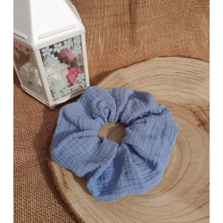 Chouchou double gaze de coton - couleur au choix dans les tons de bleus