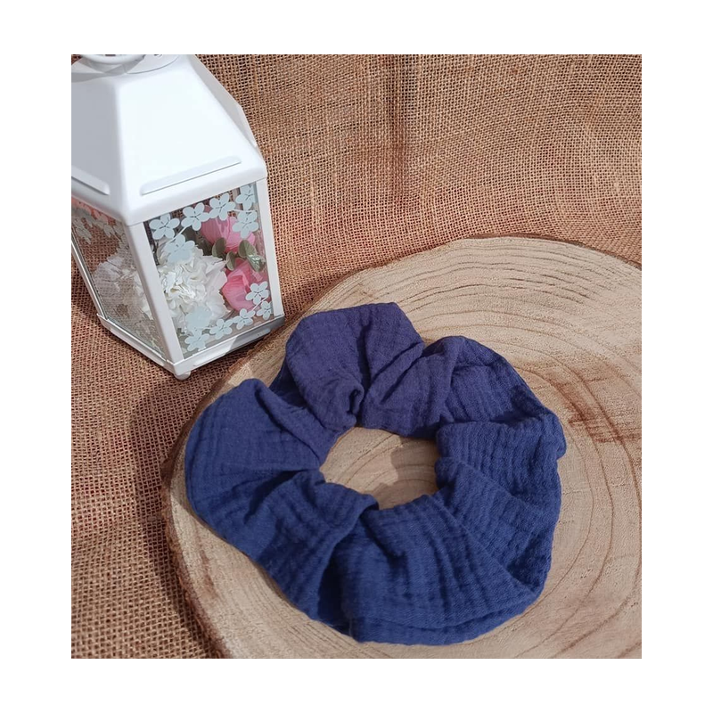 Chouchou double gaze de coton - couleur au choix dans les tons de bleus