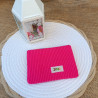 Porte-monnaie velours fuchsia côtelé avec rabat à fleurs – Fait main