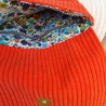 Porte-monnaie velours orange côtelé et rabat Liberty – Fait main