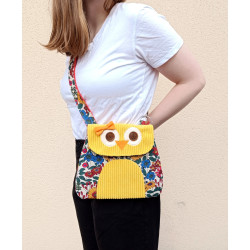 Sac hibou jaune fait main – Sac fantaisie en tissu fleuri | Accessoire original