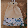 Sac à chaussons maternelle coton uni et dinosaures – Fait main