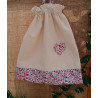 Sac à chaussons maternelle coton uni et liberty gris bordeaux – Fait main