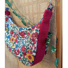 Sac demi-lune en coton fleuri – Sac bohème chic fait main