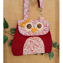 Sac hibou rouge fleuri fait main – Accessoire original femme ou enfant