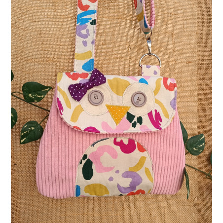 Sac hibou pastel en tissu – Sac original fait main pour femme ou enfant
