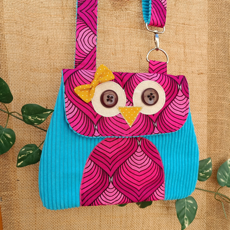 Sac hibou en tissu coloré – Sac original fait main | Boutique artisanale
