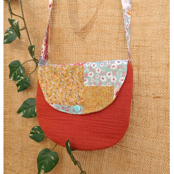 Sac à main enfant terracotta – Rabat patchwork coloré – Sac en gaze de coton fait main
