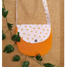 Sac à main enfant gaze de coton moutarde – Rabat cœur caramel – Fait main