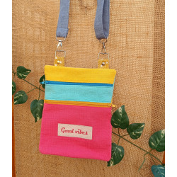 Petit sac bandoulière coloré - Good vibes - double gaze de coton