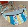 Sac banane XXL femme – Patchwork vert jaune bleu – Fait main original