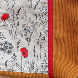 Sac cabas bohème en tissu côtelé caramel et imprimé floral – Grand sac fait main