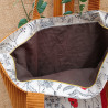 Sac cabas bohème en tissu côtelé caramel et imprimé floral – Grand sac fait main