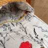 Porte-monnaie artisanal en tissu velours côtelé caramel et imprimé coquelicot – Fait main