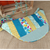 Sac banane XXL femme – Patchwork vert jaune bleu – Fait main original