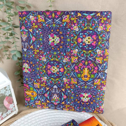 Pochette à livre têtes de mort colorées – Housse protectrice en tissu coton thème mexicain Día de los Muertos