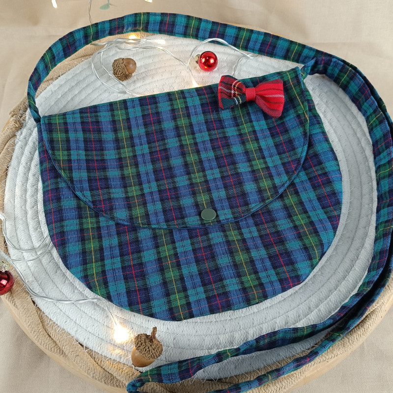 Sac Tartan bleu/vert – Sac Bandoulière Écossais Chic | Accessoire Mode Artisanale