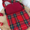 Sac enfant tartan rouge avec nœud bleu – Accessoire mignon et pratique