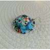 Boucles d’oreilles en tissus liberty tons bleu/orange – modèle chapeau - fait main